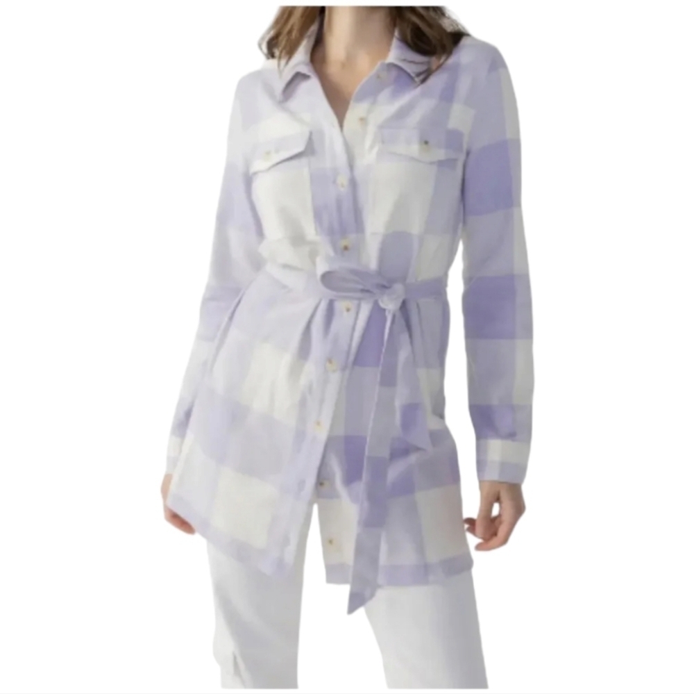 Sanctuary Brushed Lavendar Plaid Shirt Dress in Medium - Picture 4 of 4